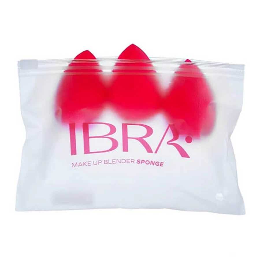 Ibra Makeup Blender Sponge, éponges de maquillage, rouge, 3 pcs.