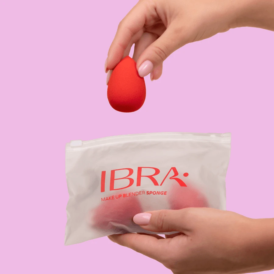 Ibra Makeup Blender Sponge, éponges de maquillage, rouge, 3 pcs.