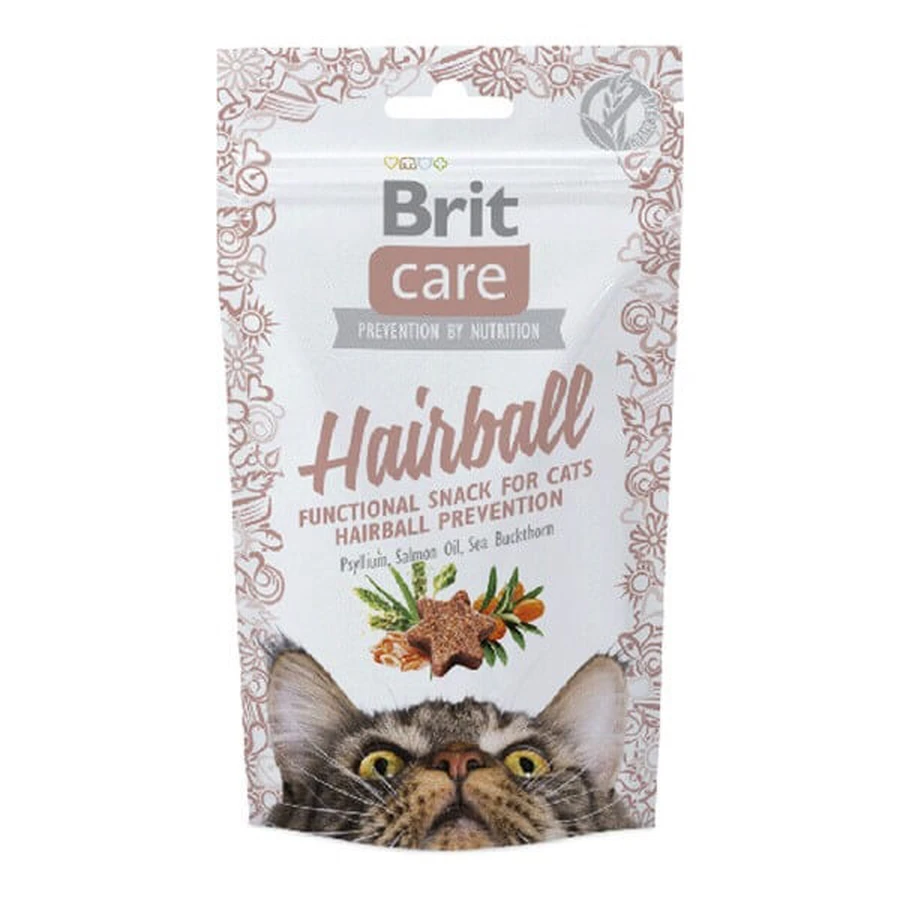 Brit Care Cat Snack Hairball, Leckerli für Katzen gegen Haarballenbildung, 50 g