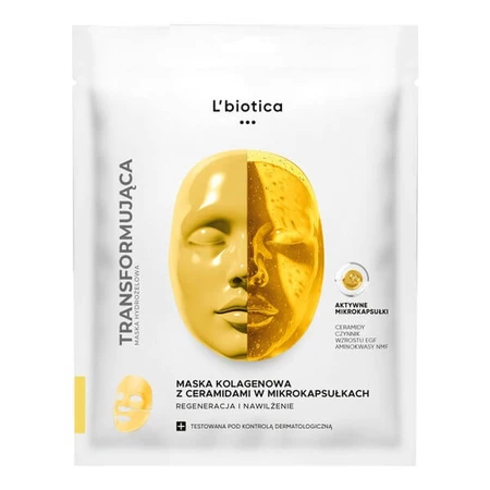 L'biotica, mască de colagen cu ceramide în microcapsule, Regenerare și hidratare, 1 buc.