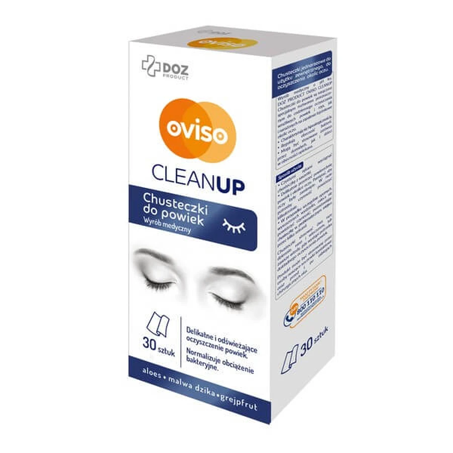 Oviso CleanUp, chusteczki do powiek, 30 szt.: ceny i cechy