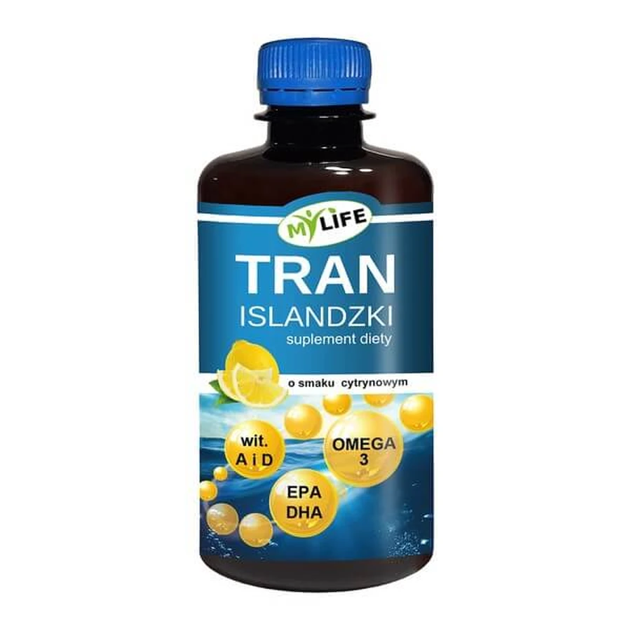 Tran Islandzki o smaku cytrynowym, olej, 250 ml: ceny i cechy
