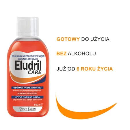 Set Eldril Care, dagelijkse mondhygiëne vloeistof, 500 ml + Elgydium Anti Plaque, tandpasta, 75 ml