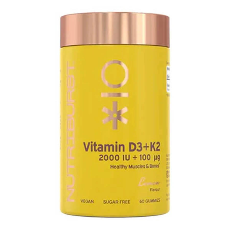 Nutriburst Vitamine D3 + K2, jelly beans, citroensmaak, 60 stuks.