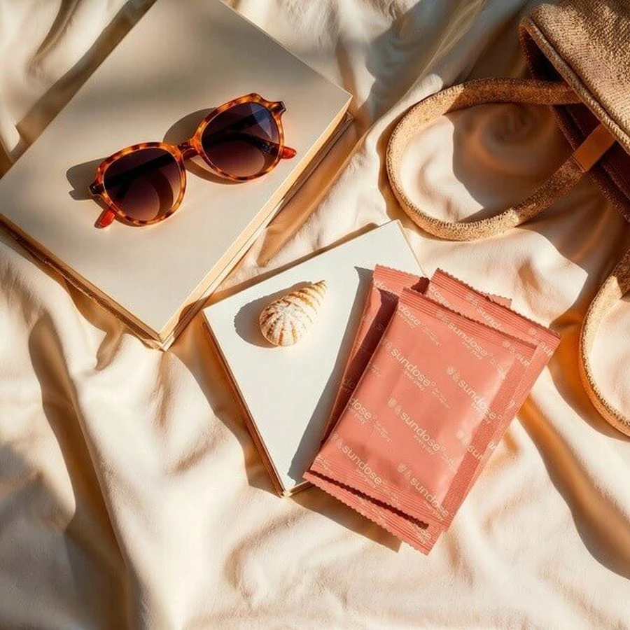 Sundose Everyday For Skin Anti-Aging, sachets de poudre, goût framboise et citron, 15 pièces.