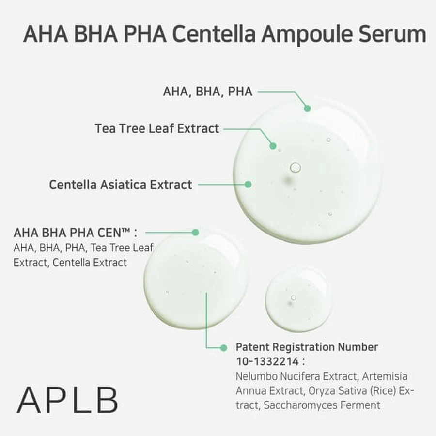 APLB AHA BHA PHA Centella Ampoule, facial serum, 40 ml.
