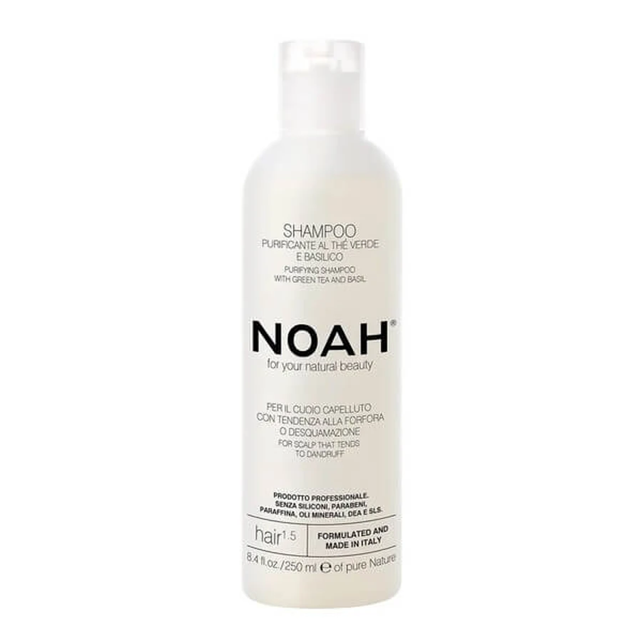 NOAH Purifying Shampoo, shampooing nettoyant à l'extrait de thé vert et au basilic, 250 ml