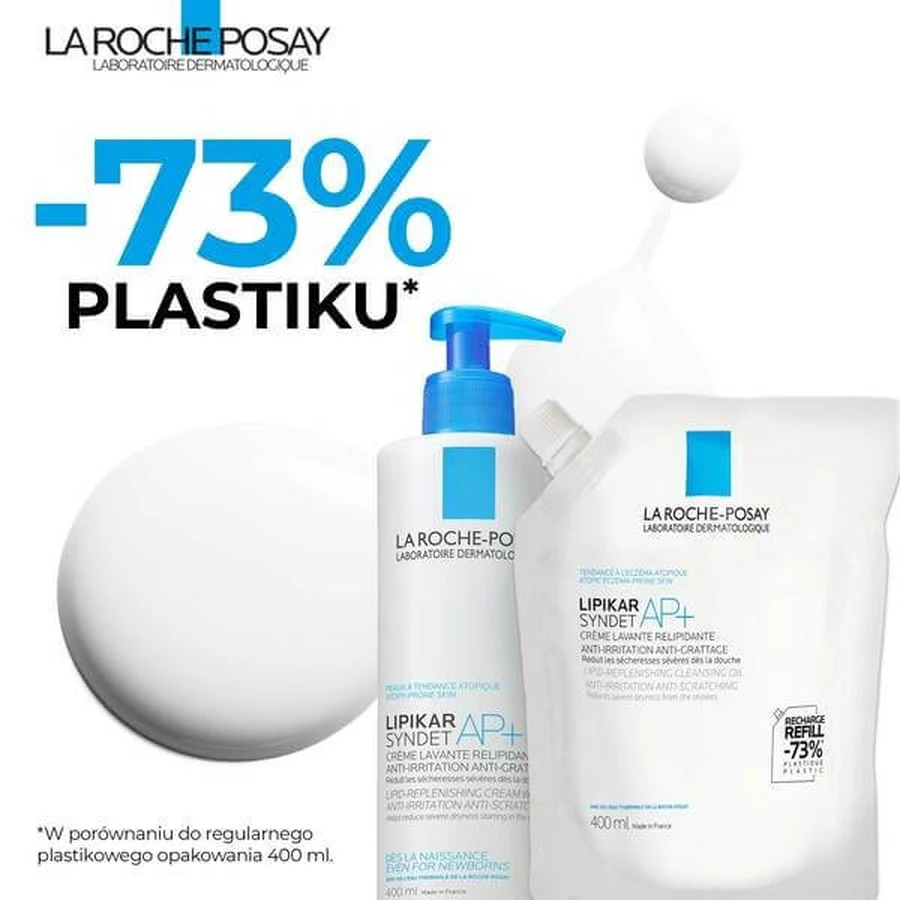 La Roche-Posay Lipikar Syndet AP+, krem myjący uzupełniający poziom lipidów, przeciw podrażnieniom skóry, refill, 400 ml: ceny i cechy