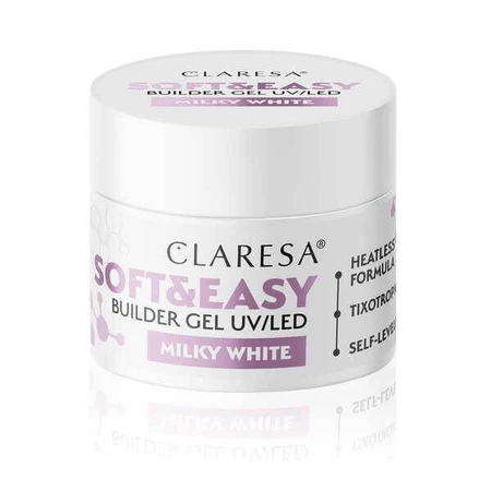 Claresa Soft&amp;Easy Builder Gel, nagelopbouwgel, Melkwit, 45 g