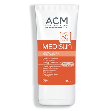 Crema colorata per la protezione solare con SPF 50+ Light Tint Medisun, 40 ml, Acm