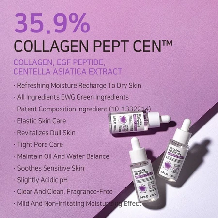 APLB Collagen EGF Peptide Ampoule, siero rassodante per il viso con collagene e peptidi EGF, 40 ml