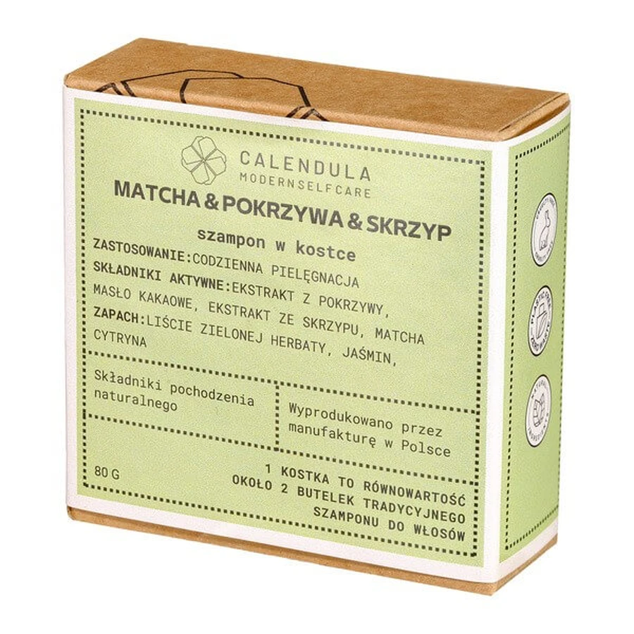 Calendula Modern Self Care, bar shampoo, Matcha &; Ortica &; Equiseto, 80 g