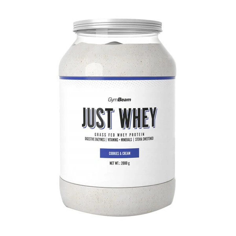 GymBeam Just Whey Protein Cookies & Cream, pulbere, aromă de cookie, 2000 g