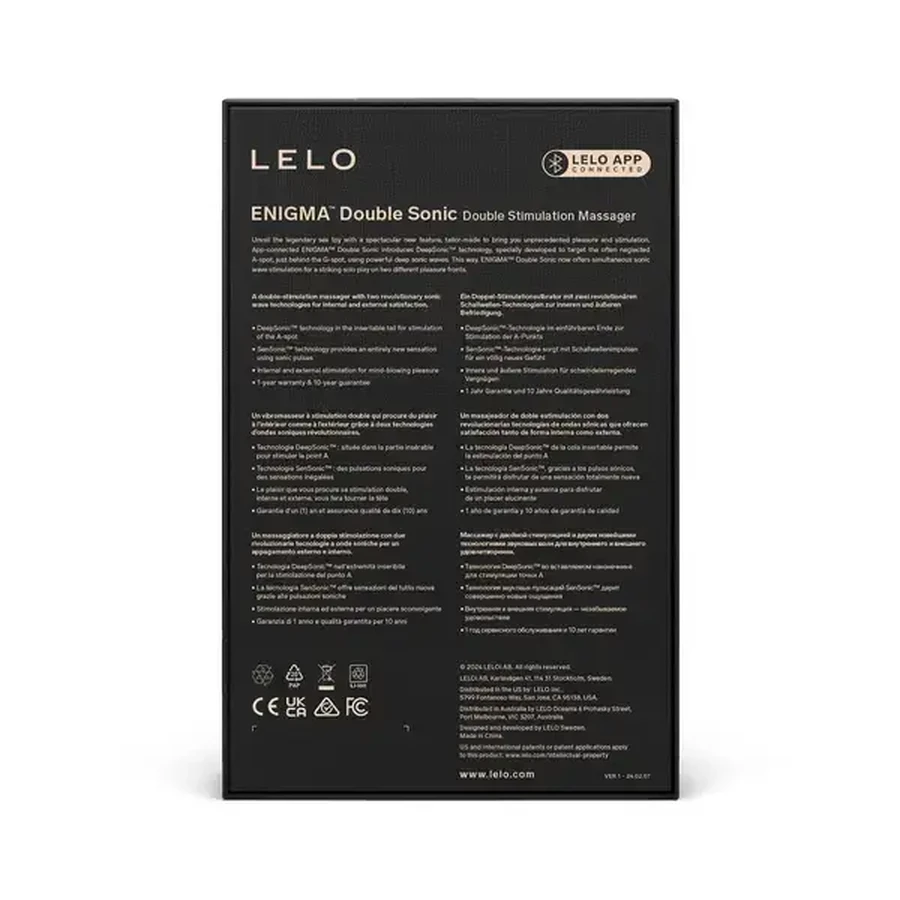 Lelo Enigma Double Sonic Stormy Black, Doppel-Schall-Vibrator, 1 Stk.