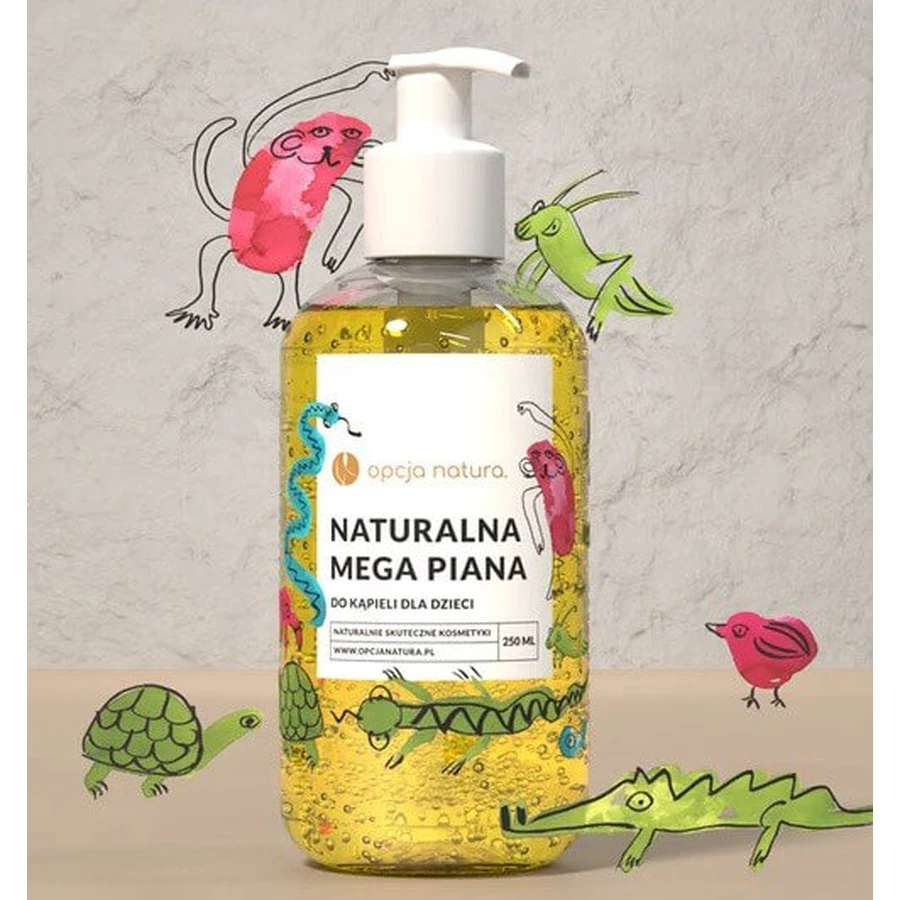 Opcja Natura, Mega Espuma de Baño Natural para Niños, 250 ml
