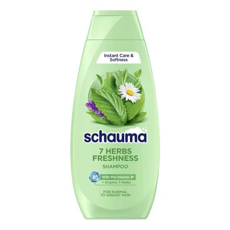 Schauma 7 Herbs Freshness, shampooing aux herbes pour cheveux normaux et gras, 400 ml