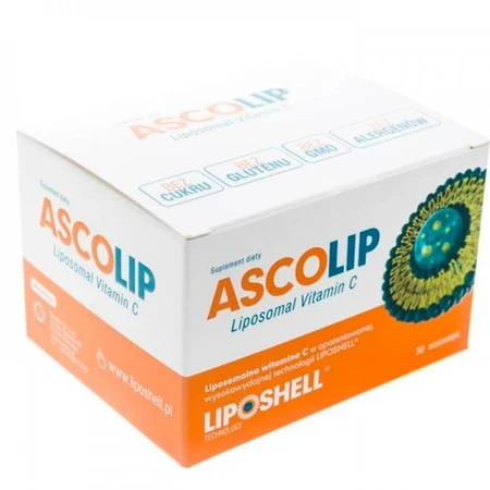 Vitamina C Liposomiale al gusto di arancia Ascolip, 1000 mg, 30 bustine, Liposhell