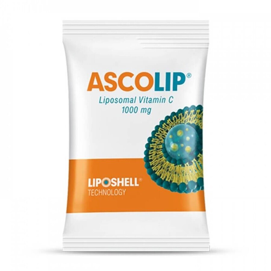 Ascolip Vitamina C Liposomal con sabor a naranja, 1000 mg, 30 sobres, Liposhell