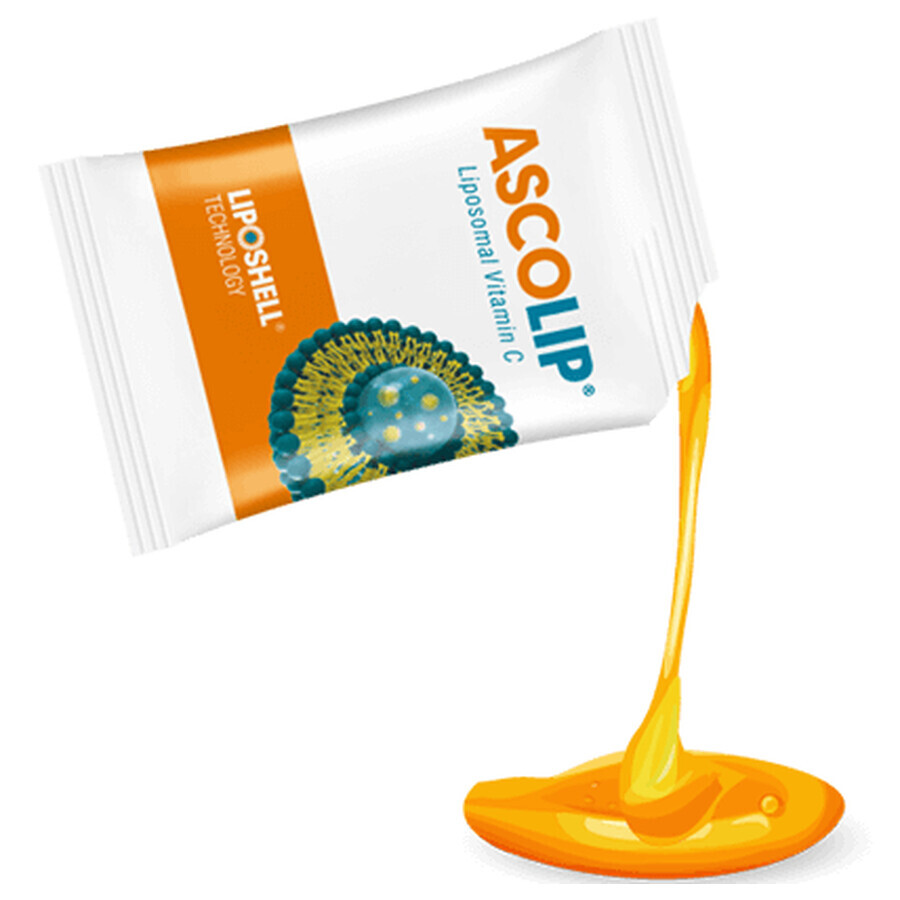 Ascolip Vitamina C Liposomal con sabor a naranja, 1000 mg, 30 sobres, Liposhell