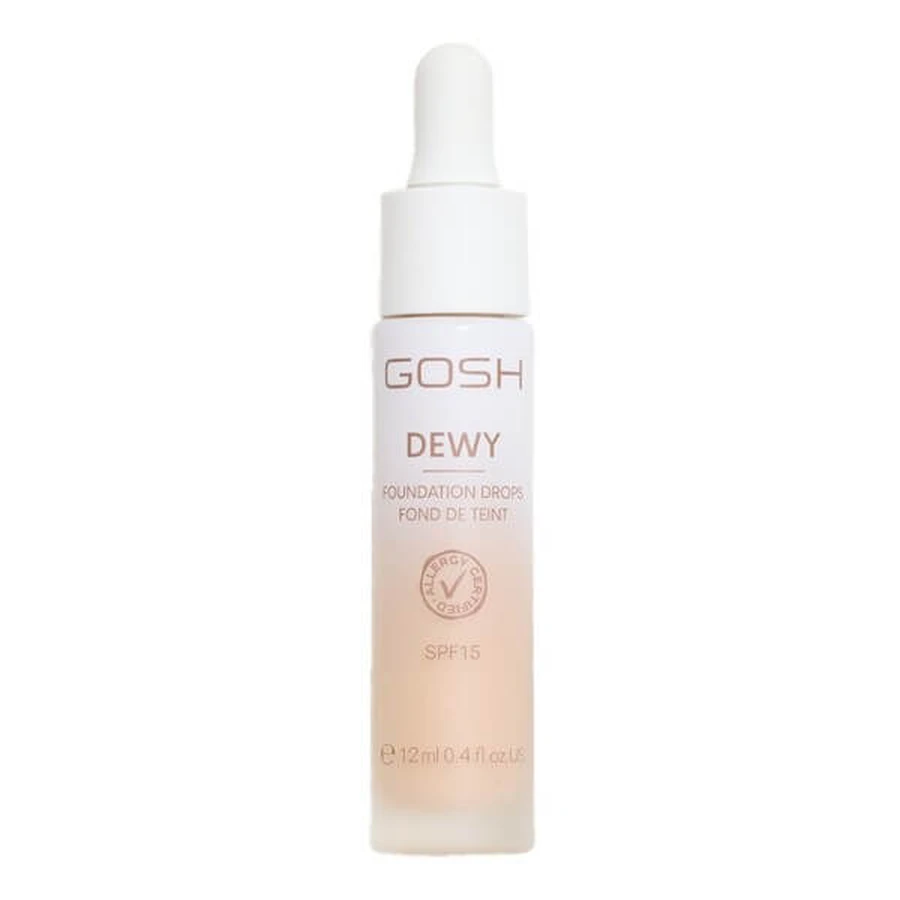 Gosh Dewy Foundation Drops, picături de fond de ten iluminator SPF 15, 004 Fair, 12 ml