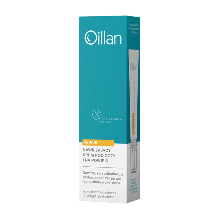 Oillan Repair, beruhigende und feuchtigkeitsspendende Augen- und Lidcreme für empfindliche und trockene Haut, 15 ml