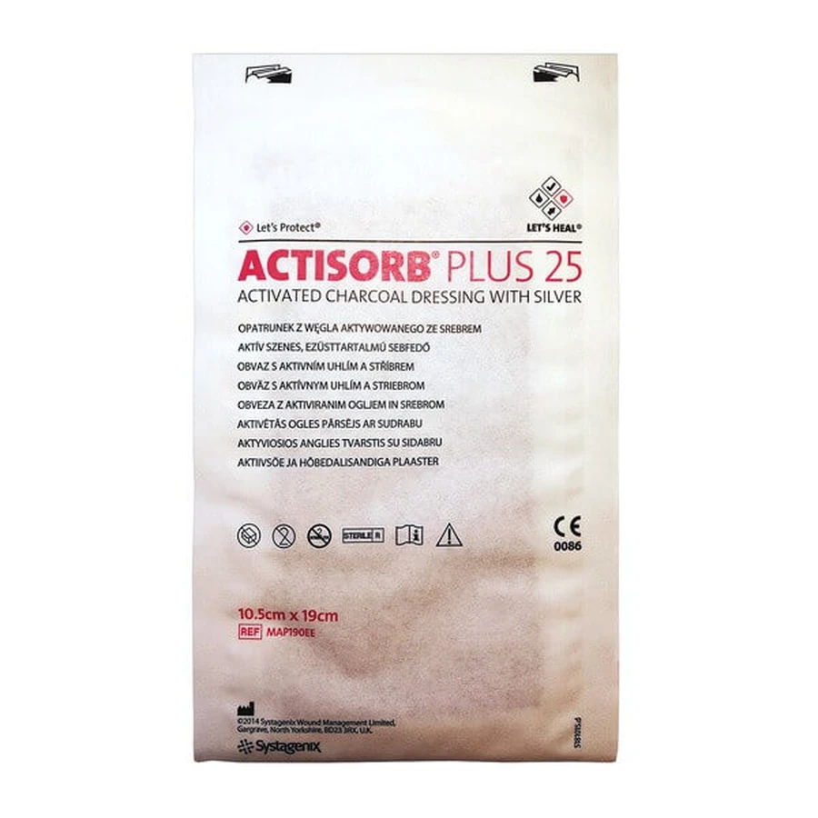 Actisorb Plus 25, pansament, 19 cm x 10,5 cm, 1 buc.