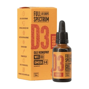 Full Spectrum, Vitamina D3 FORTE, olio di canapa, gocce, 30 ml