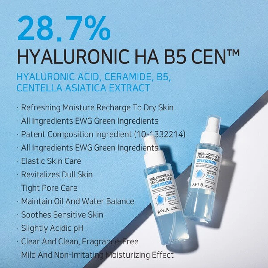 APLB Hyaluronic Acid Ceramide HA B5 Mist Essence, esencia facial con ácido hialurónico y ceramidas, 105 ml.