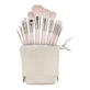 Ilu Basic set de 12 pensule de machiaj + husă, roz
