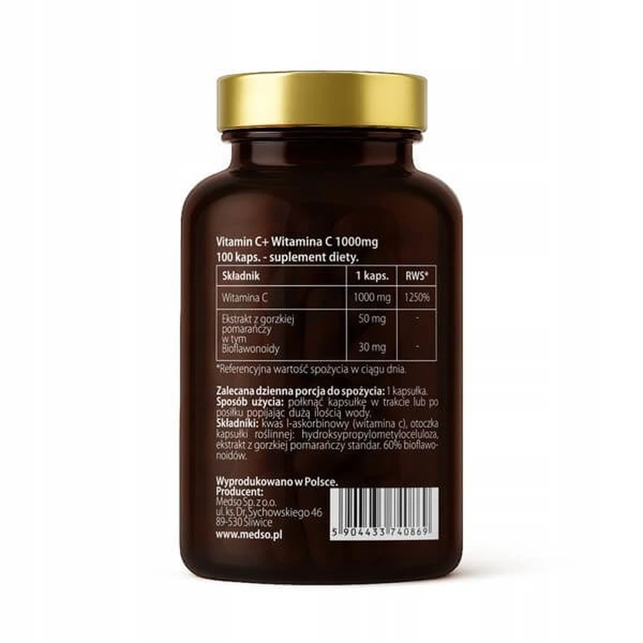 Medso Vitamina C+ 1000 mg, cápsulas duras, 100 uds.