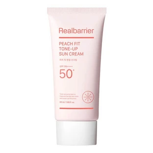 Real Barrier Peach Fit Tone-Up Sun Cream SPF50+ PA++++, cremă solară hidratantă cu efect iluminator, 50 ml