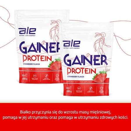 ALE Gainer Protein Strawberry Flavor, proszek, 1000 g: ceny i cechy