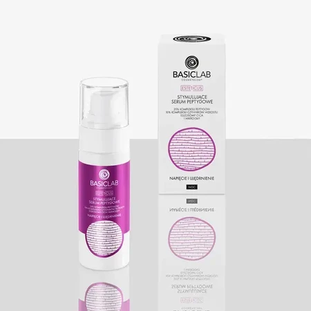 BasicLab Esteticus, ser facial peptidic stimulant pentru tensiune nocturnă și fermitate, 30 ml