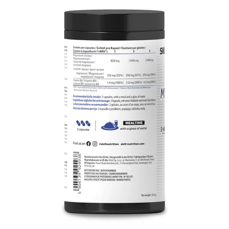 Skill Nutrition Magnesium Citrate + B6, kapsułki, 180 szt.: ceny i cechy