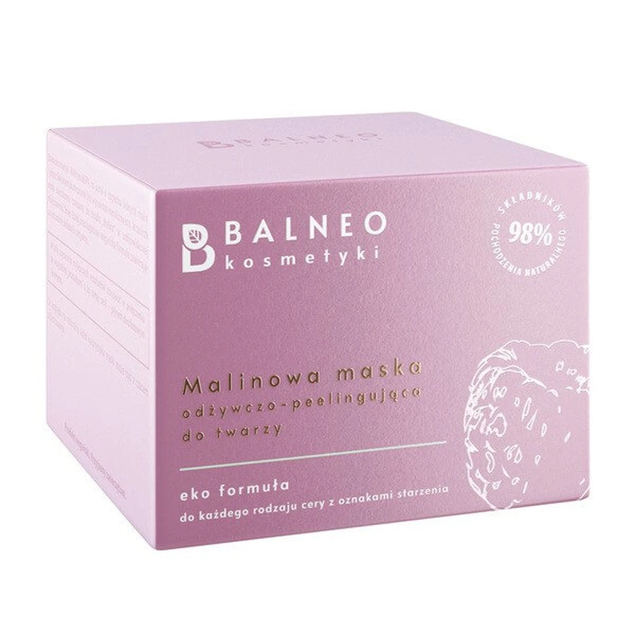 Balneocosmetics, frambozen gezichtsmasker, voedend en peeling, 50 ml