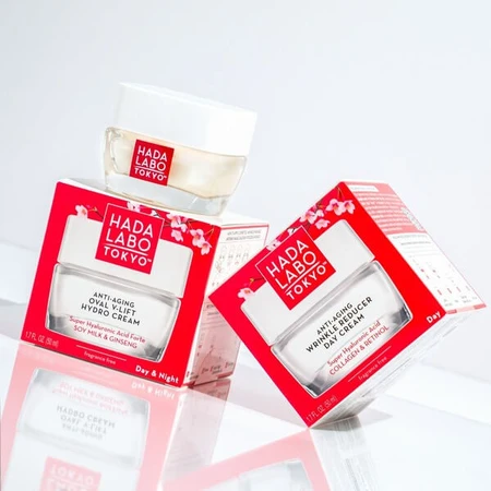 Hada Labo Tokyo Red V-Lifting facial ovale, crème de jour et de nuit anti-rides, 50 ml.