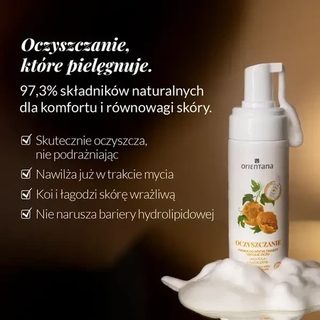 Orientana, schiuma detergente idratante per il viso Zucca giapponese, 150 ml