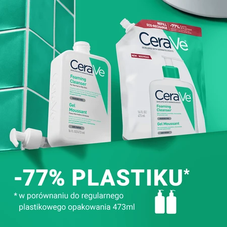 Set CeraVe, gel de curățare pentru ten normal până la gras, 473 ml + pachet de reumplere, 473 ml