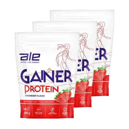 Set de 3 x ALE Gainer Protein Strawberry Flavor