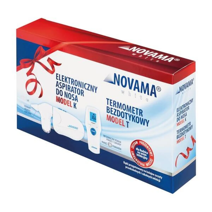 Set Novama White, termometru fără contact, model T + aspirator nazal electric, model K