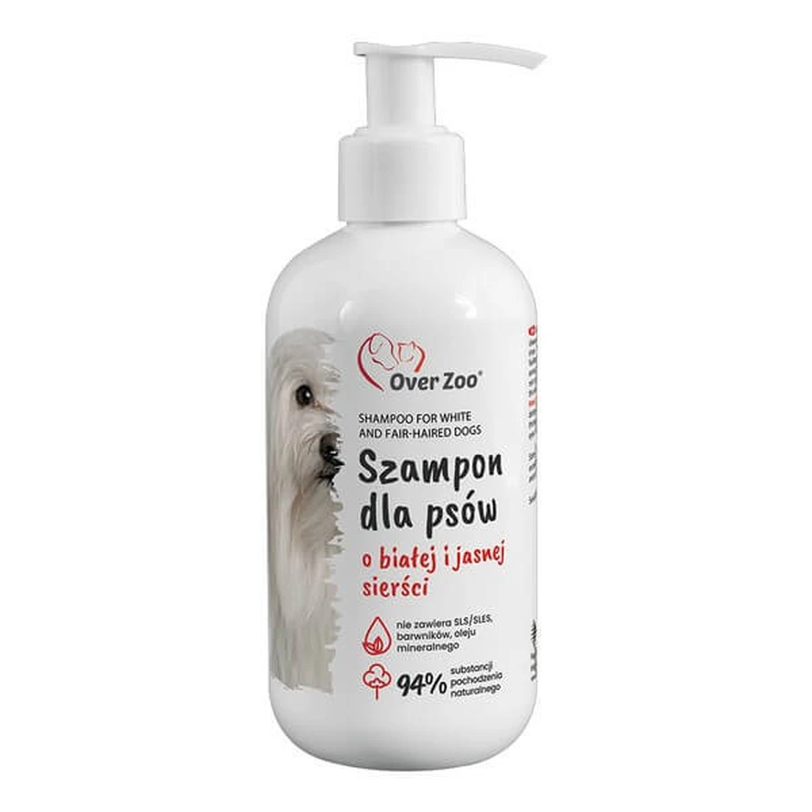 Over Zoo, șampon pentru câini cu blana albă și deschisă, 250 ml