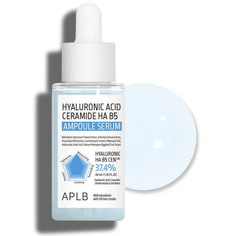 APLB Hyaluronzuur Ceramide HA B5 Ampul, vochtinbrengend serum voor het gezicht met hyaluronzuur, ceramiden en vitamine B5, 40 ml
