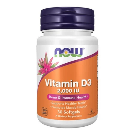 Now Foods Vitamina D3 2000 UI, capsule, 30 pz.