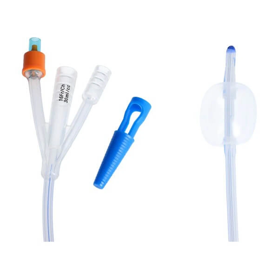 Outline, urologische Foley'a-katheter, drieweg met kunststof klep en contrastmarker, CH 16/30 ml, 1 st.