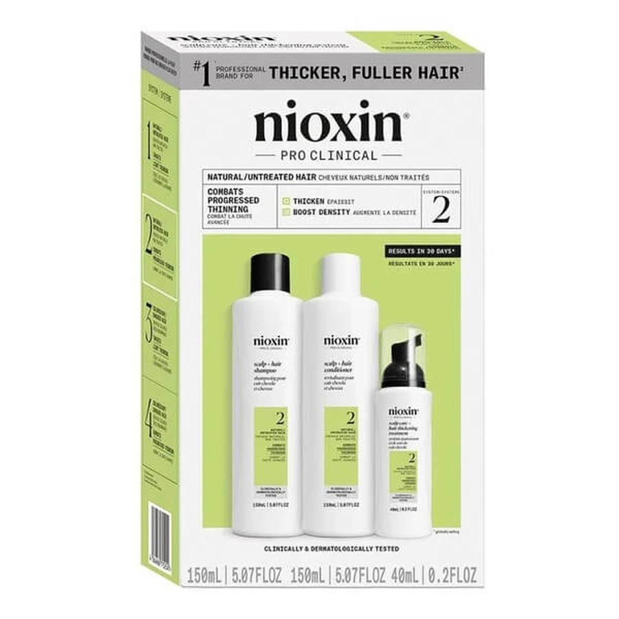Nioxin System 2, set to strengthen natural hair with progressive thinning, 150 ml shampoo + 150 ml conditioner + 40 ml serum