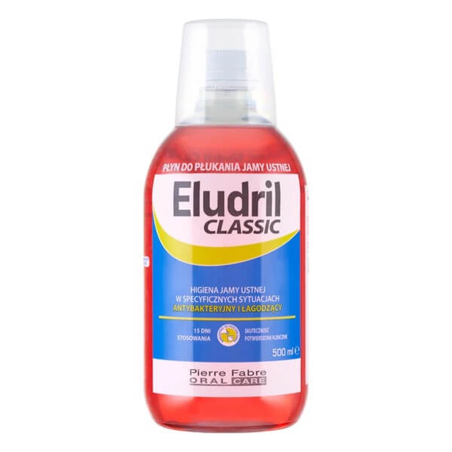 Set Eludril Classic, mondwater, 500 ml + Elgydium Clinic Perioblock Pro, tandpasta, 50 ml