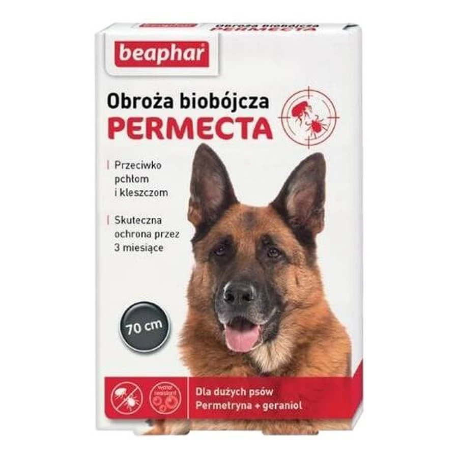 Beaphar, Zgardă biocidă PERMECTA pentru câini mari, 70 cm, 1 buc.