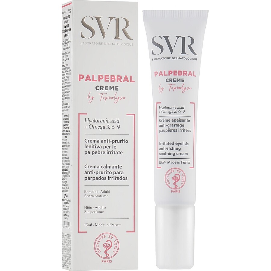 Crema con effetto antinfiammatorio Topialyse Palpebral, 15 ml, Svr