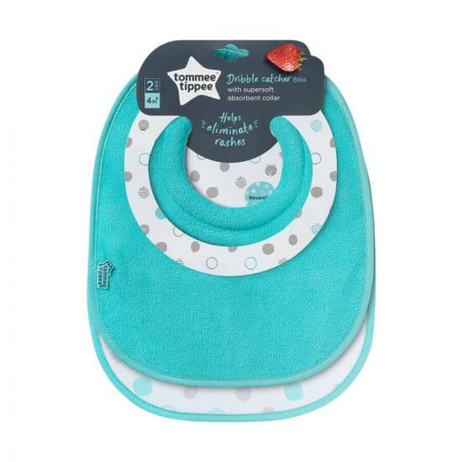 Babero Recogegotas, 4 meses+, Turquesa, 2 piezas, Tommee Tippee