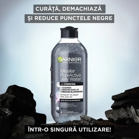 Skin Naturals Salicylic Acid and Activated Charcoal Enriched Gel Micellar Water, 400 ml, Garnier
